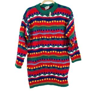 Vintage Colter Bay Multicolored Stripe Knit Sweater Sz S Geometric New NOS